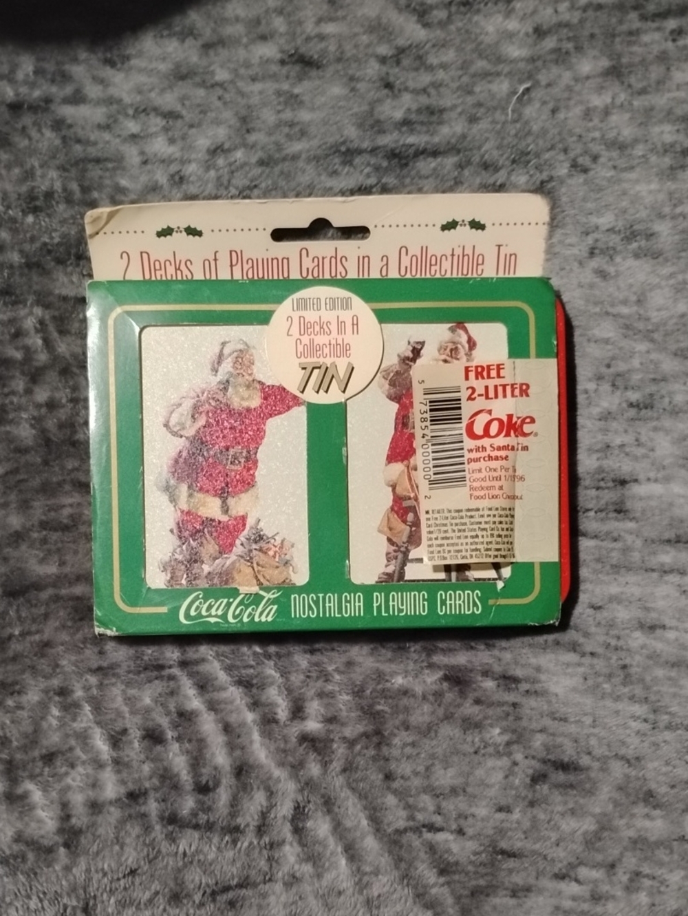 Vintage 1995 Coca-Cola Nostalgia Playing Cards Collectible Santa Tin